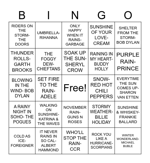 HEY WEATHERMAN! Bingo Card