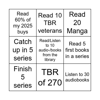 2025 Reading Bingo Card
