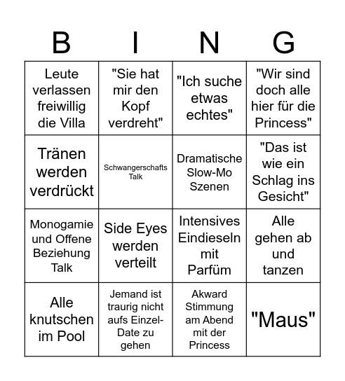 Princess Charming Folge 5 Bingo Card