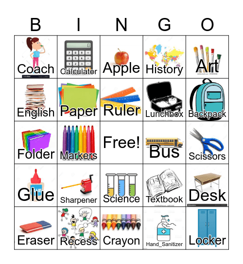 Back to School Bingo Card