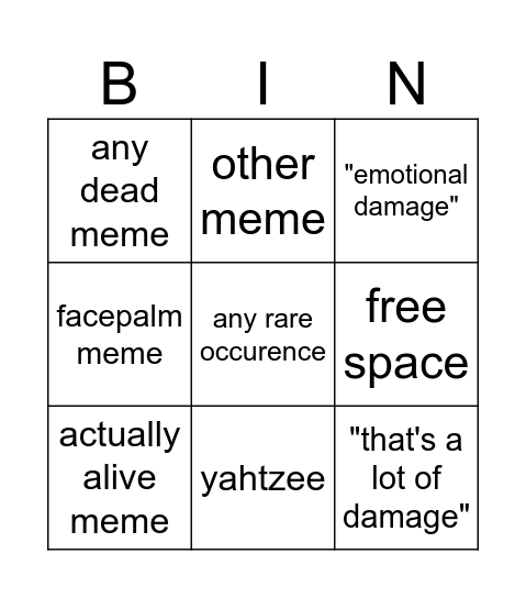 Untitled Bingo Card