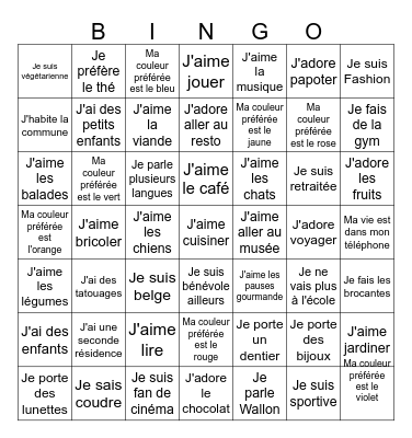 ------------ BINGO DES BENEVOLES ------------ Bingo Card