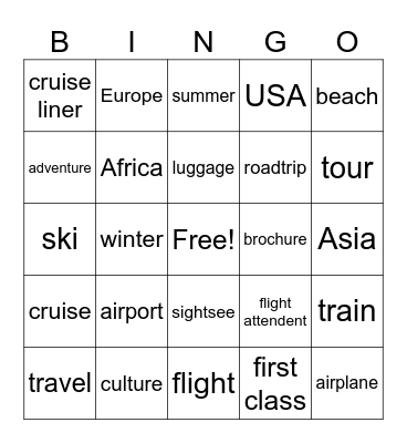 Travel Bingo Card