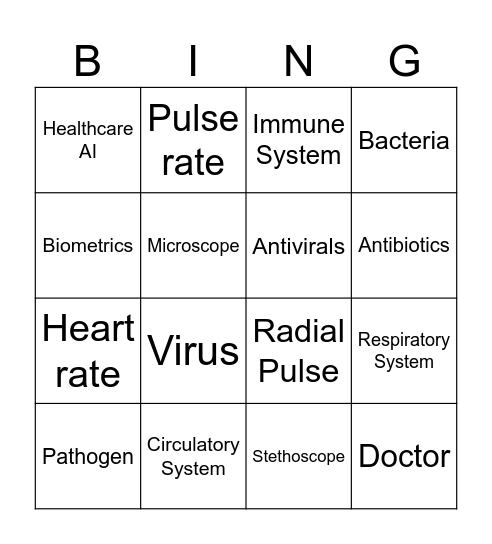 Health Care Bingo Card