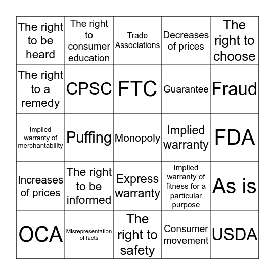 Business Bingo Card