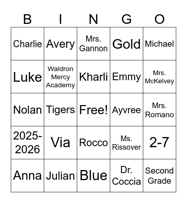 Ms. Rissover's Class (2025) Bingo Card
