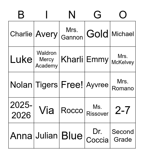 Ms. Rissover's Class (2025) Bingo Card