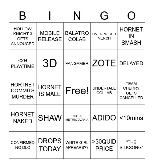 shawbiungo Bingo Card
