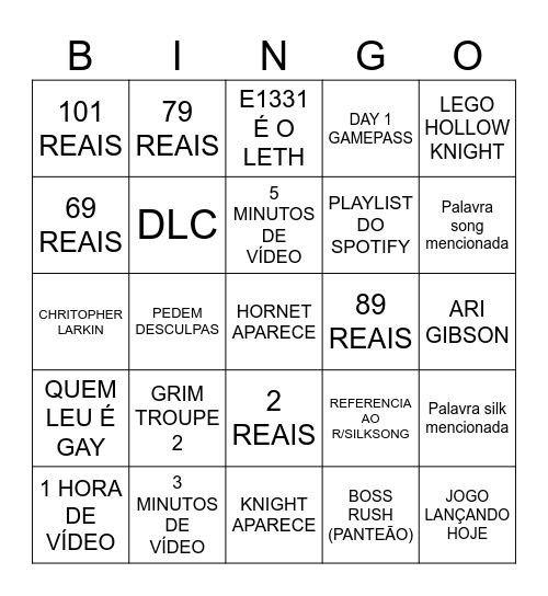 SILKSONG Bingo Card