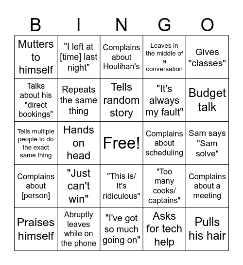 SS Bingo Card
