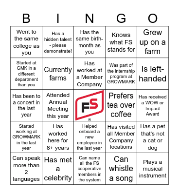 Finance All Employee Meeting Ice Breaker! Bingo Card