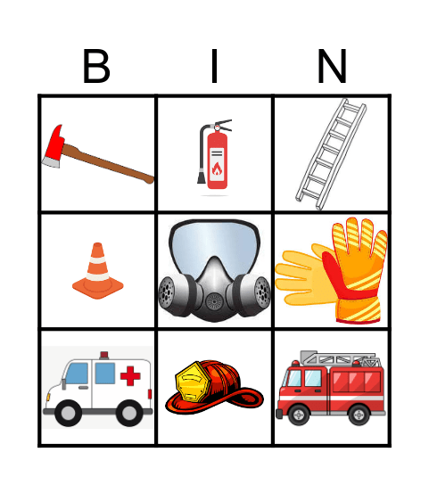 Firefighter Bingo Card