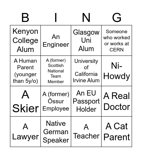 Fentard Bingo Card