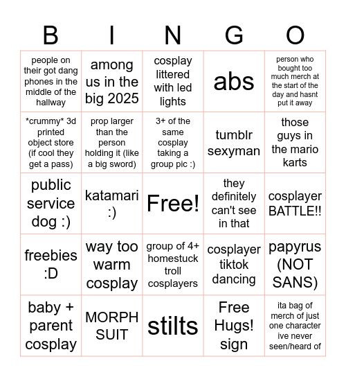 AnimeNYC Bingo Card