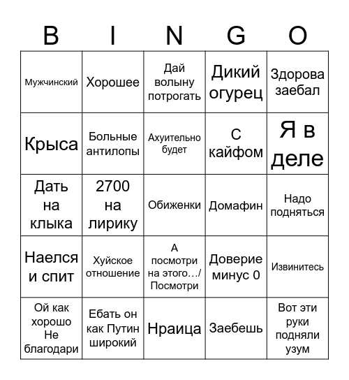 Виктор Великолепный Bingo Card