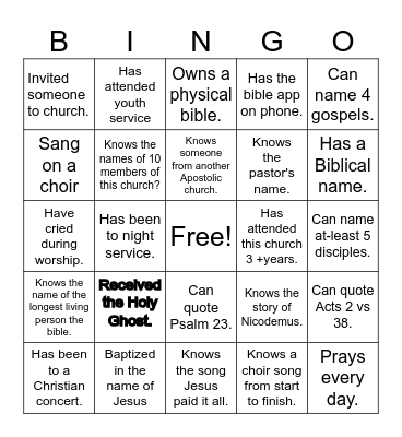 ENCOUNTER Bingo Card