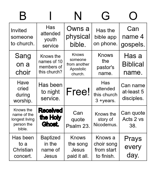 ENCOUNTER Bingo Card