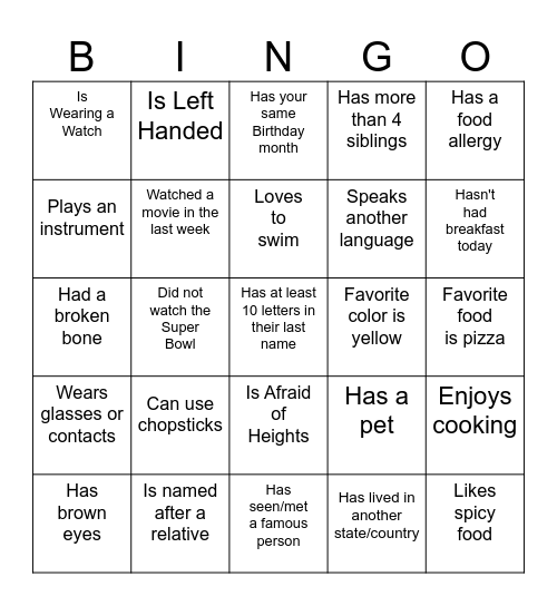 Advisory - People BINGO Card