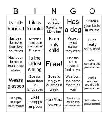 Icebreaker Bingo: Find Someone Who Bingo Card
