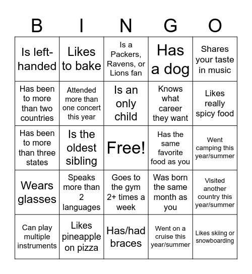 Icebreaker Bingo: Find Someone Who Bingo Card