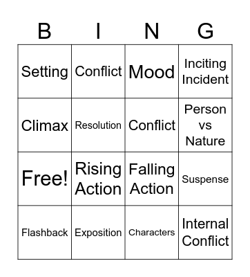 Literary Terms Bingo Card