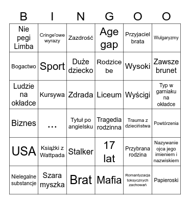 NieZwykłe bingo Card