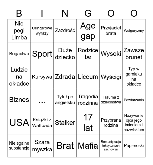 NieZwykłe bingo Card