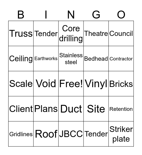 Architect Bingo Card