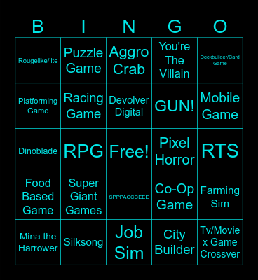 Awesome Indies Gamescom Bingo Card
