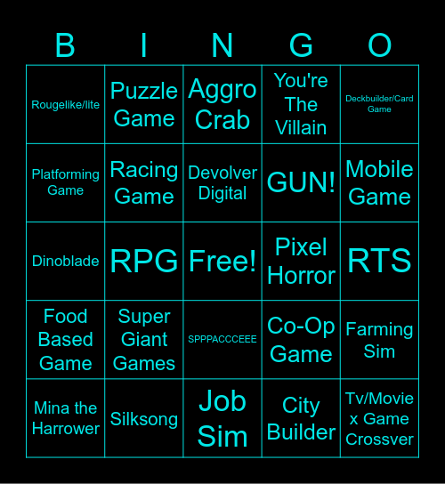 Awesome Indies Gamescom Bingo Card