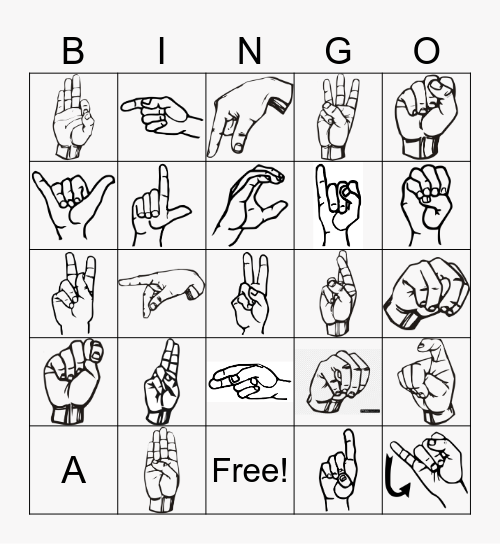 ASL Alphabet Bingo Card