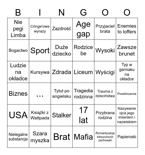 NieZwykłe bingo Card