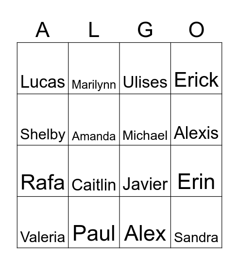 ALG Bingo Card