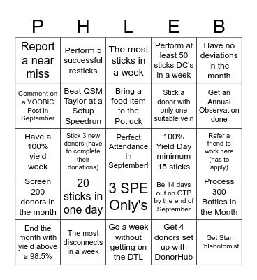 Phlebotomist Bingo Card