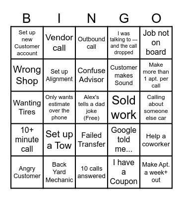 Fri-Yay BINGO Card