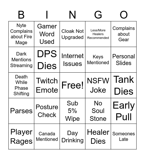 Dabu Bingo Card