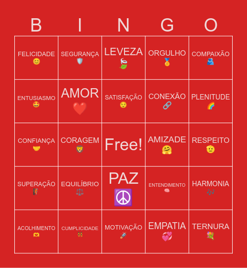 EMOÇÕES E SENTIMENTOS Bingo Card