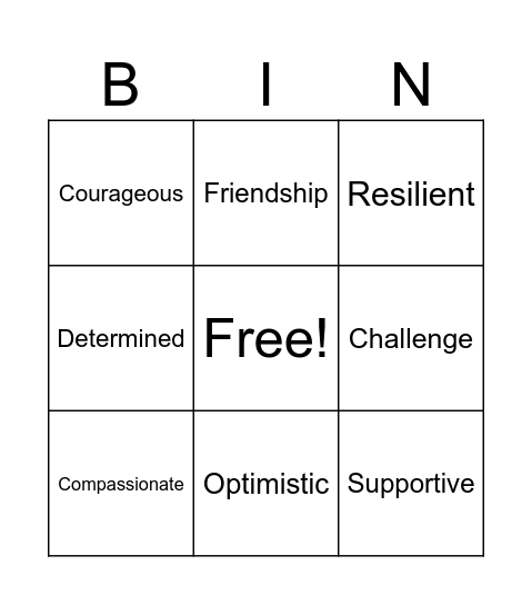 Vocabulary Challenge Bingo Card