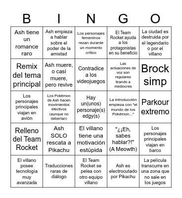 Bingo Películas Pokémon Bingo Card