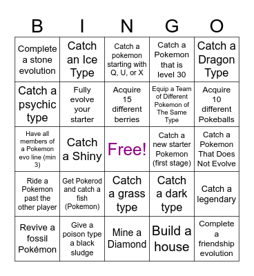 Cobblemon Bingo Card