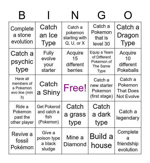 Cobblemon Bingo Card