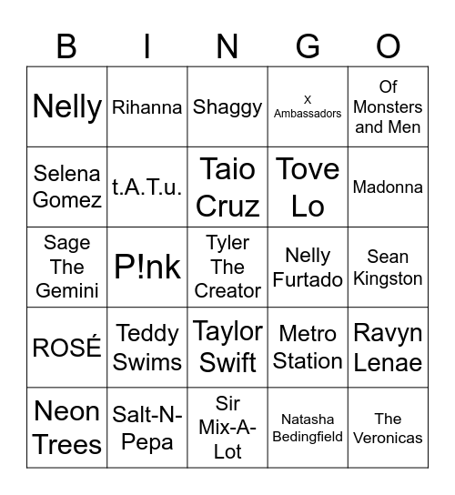 Game #2 - 8/21/25 Bingo Card