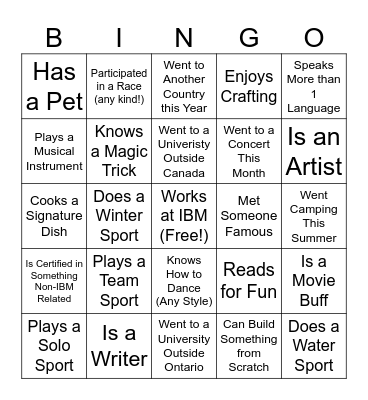 Associates All Hands Bingo Card