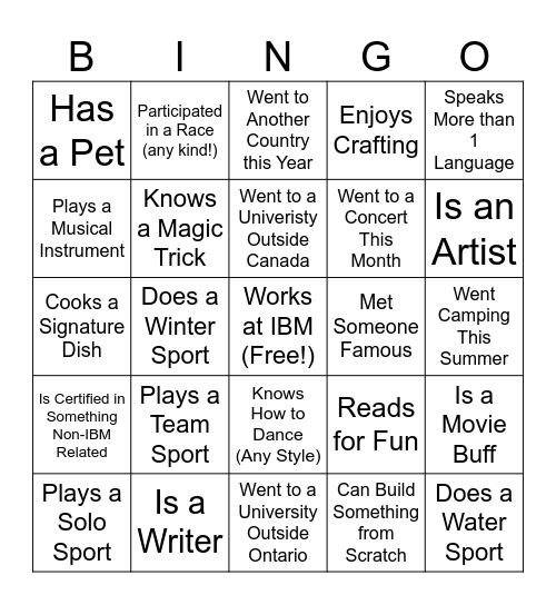 Associates All Hands Bingo Card