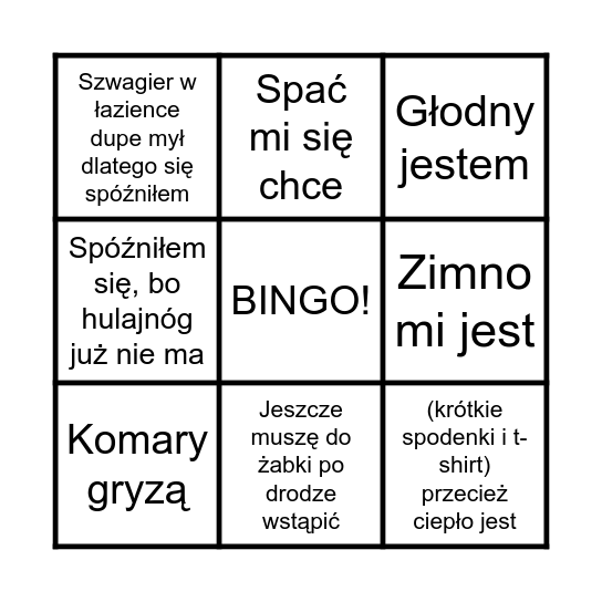 Miałczenie Artura Bingo Card