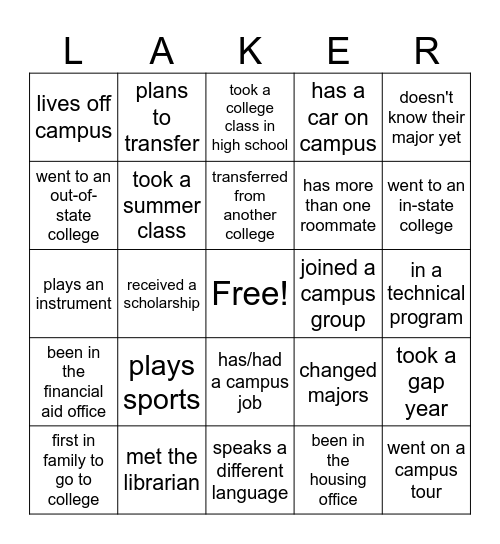 Get To Know Another Iowa Lakes Bingo Card