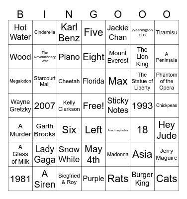 Prop Ops Trivia Bingo! Bingo Card