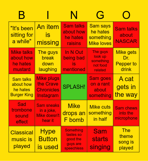 The Crave Chronicles BINGO Card
