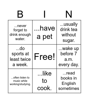 Do you ... Bingo Card