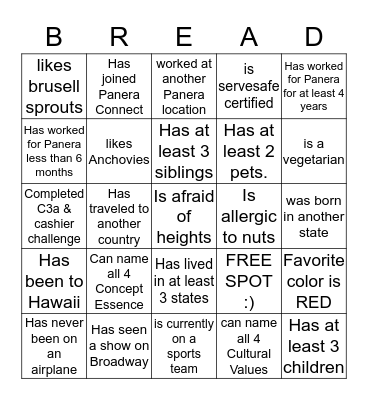 Get to Know You BINGO Card